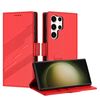 Per Samsung Galaxy S25 Ultra 5G Custodia per telefono in pelle retrò con portafoglio con ventosa laterale multifunzionale in rilievo (rosso)