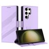 Per Samsung Galaxy S25 Ultra 5G Custodia per telefono in pelle retrò con portafoglio e ventosa laterale multifunzionale in rilievo (viola chiaro)