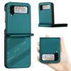 Per Samsung Galaxy Z Flip3 5G Custodia per telefono in pelle retrò con portafoglio multifunzionale in rilievo (verde scuro)