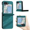 Per Samsung Galaxy Z Flip5 5G Custodia per telefono in pelle retrò con portafoglio multifunzionale in rilievo (verde scuro)