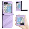 Per Samsung Galaxy Z Flip5 5G Custodia per telefono in pelle retrò con portafoglio multifunzionale in rilievo (viola chiaro)