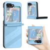 Per Samsung Galaxy Z Flip5 5G Custodia per telefono in pelle retrò con portafoglio multifunzionale in rilievo (azzurro chiaro)