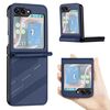 Per Samsung Galaxy Z Flip5 5G Custodia per telefono in pelle retrò con portafoglio multifunzionale in rilievo (blu scuro)