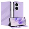 Per Asus Zenfone 10 Custodia per telefono in pelle retrò multifunzionale con portafoglio in rilievo (viola chiaro)