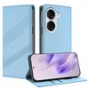 Per Asus Zenfone 10 Custodia per telefono in pelle retrò multifunzionale in rilievo (azzurro chiaro)