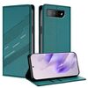 Per Asus ROG Phone 7 Custodia in pelle retrò multifunzionale con portafoglio in rilievo (verde scuro)