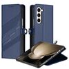 Per Samsung Galaxy Z Fold6 5G Custodia per telefono in pelle retrò con portafoglio multifunzionale in rilievo (blu scuro)