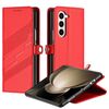 Per Samsung Galaxy Z Fold5 5G Custodia per telefono in pelle retrò con portafoglio multifunzionale in rilievo (rosso)