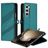 Per Samsung Galaxy Z Fold5 5G Custodia per telefono in pelle retrò con portafoglio multifunzionale in rilievo (verde scuro)