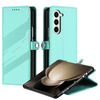 Per Samsung Galaxy Z Fold5 5G Custodia per telefono in pelle retrò con portafoglio multifunzionale in rilievo (verde menta)