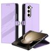 Per Samsung Galaxy Z Fold5 5G Custodia per telefono in pelle retrò con portafoglio multifunzionale in rilievo (viola chiaro)