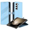 Per Samsung Galaxy Z Fold5 5G Custodia per telefono in pelle retrò con portafoglio multifunzionale in rilievo (azzurro chiaro)
