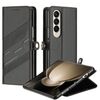 Per Samsung Galaxy Z Fold4 5G Custodia per telefono in pelle retrò con portafoglio multifunzionale in rilievo (nero)