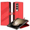 Per Samsung Galaxy Z Fold4 5G Custodia per telefono in pelle retrò con portafoglio multifunzionale in rilievo (rosso)