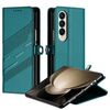 Per Samsung Galaxy Z Fold3 5G Custodia per telefono in pelle retrò con portafoglio multifunzionale in rilievo (verde scuro)