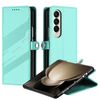 Per Samsung Galaxy Z Fold3 5G Custodia per telefono in pelle retrò con portafoglio multifunzionale in rilievo (verde menta)