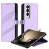 Per Samsung Galaxy Z Fold3 5G Custodia per telefono in pelle retrò con portafoglio multifunzionale in rilievo (viola chiaro)