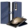 Per Samsung Galaxy Z Fold3 5G Custodia per telefono in pelle retrò con portafoglio multifunzionale in rilievo (blu scuro)
