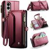 Per Samsung Galaxy S25 Edge 5G CaseMe C36 Porta carte con cerniera Portafoglio RFID Antifurto Custodia in pelle per telefono (rosso)
