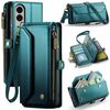 Per Samsung Galaxy S25 Edge 5G CaseMe C36 Porta carte con cerniera Portafoglio RFID Antifurto Custodia in pelle per telefono (blu)