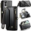 Per Samsung Galaxy S25 Edge 5G CaseMe C36 Porta carte con cerniera Portafoglio RFID Antifurto Custodia in pelle per telefono (nero)