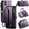 Per Samsung Galaxy S25 Edge 5G CaseMe C36 Porta carte con cerniera Portafoglio RFID Antifurto Custodia in pelle per telefono (viola)