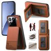 Per Xiaomi 15 Pro Twill Tessuto Pelle Verticale Flip RFID Card Bag Custodia per Telefono (Marrone)