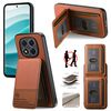Per Redmi Note 14 Pro+ 5G Twill Tessuto Pelle Verticale Flip RFID Card Bag Custodia per Telefono (Marrone)