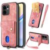 Per OPPO Reno13 F Retro Card Wallet Fold Custodia in pelle per telefono con cinturino (rosa)