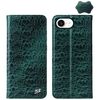 Per iPhone 16e Fierre Shann Custodia magnetica in vera pelle con texture di coccodrillo (verde)