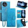 Per OnePlus Ace 5 / 5 Pro Custodia in pelle goffrata con motivo albero e cervo (blu)