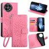 Per OnePlus Ace 5 / 5 Pro Custodia in pelle goffrata con motivo albero e cervo (rosa)