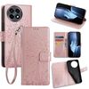 Per OnePlus Ace 5 / 5 Pro Custodia in pelle goffrata con motivo albero e cervo (oro rosa)