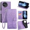 Per OnePlus Ace 5 / 5 Pro Custodia in pelle goffrata con motivo albero e cervo (viola)