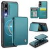 Per Samsung Galaxy S25 Edge 5G JEEHOOD J05 Custodia per telefono in pelle RFID stile magnetico aziendale (blu verde)