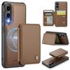 Per Samsung Galaxy S25 Edge 5G JEEHOOD J05 Custodia per telefono in pelle RFID stile magnetico aziendale (marrone)