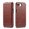 Per iPhone 16e Fierre Shann 64 Texture Custodia per telefono in pelle PU con flip verticale (marrone)
