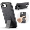 Per iPhone 16e Fierre Shann Custodia per telefono con supporto posteriore in pelle di mucca cerata e olio (nero)