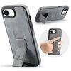 Per iPhone 16e Fierre Shann Oil Wax Cow Leather Holder Back Phone Case (grigio)