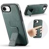 Per iPhone 16e Fierre Shann Custodia per telefono con supporto posteriore in pelle di mucca cerata e olio (verde)