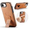Per iPhone 16e Fierre Shann Custodia per telefono con supporto posteriore in pelle di mucca cerata e olio (marrone)