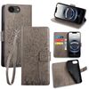 Per iPhone 16e Custodia in pelle goffrata con motivo albero e cervo (grigio)