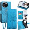 Per Tecno Pova 6 Neo 5G Custodia in pelle goffrata con motivo albero e cervo (blu)