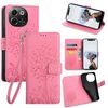 Per Tecno Pova 6 Neo 5G Custodia in pelle goffrata con motivo albero e cervo (rosa)