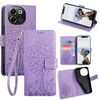Per Tecno Pova 6 Neo 5G Custodia in pelle goffrata con motivo albero e cervo (viola)