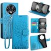 Per Tecno Spark 30 4G Custodia in pelle goffrata con motivo albero e cervo (blu)