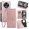 Per Tecno Spark 30 4G Custodia in pelle goffrata con motivo albero e cervo (oro rosa)