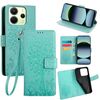 Per Redmi Note 14 4G 163,25 mm Custodia in pelle goffrata con motivo albero e cervo (verde)