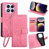 Per Redmi Note 14 Pro 4G Custodia in pelle goffrata con motivo albero e cervo (rosa)
