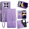 Per Redmi Note 14 Pro 4G Custodia in pelle goffrata con motivo albero e cervo (viola)